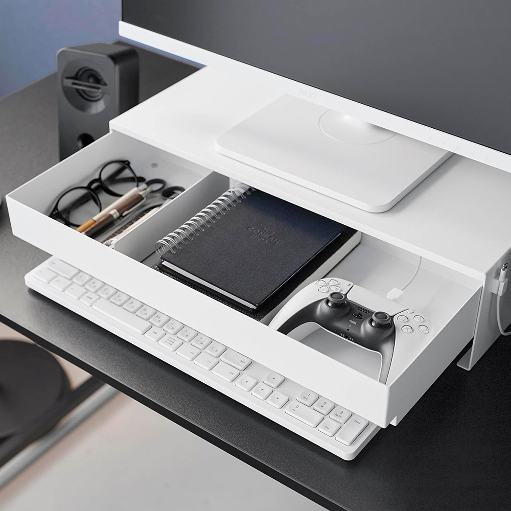 Computer Monitor Elevated Office Dormitory Study Desktop Organizer Display Base Drawer-Type Storage Rack