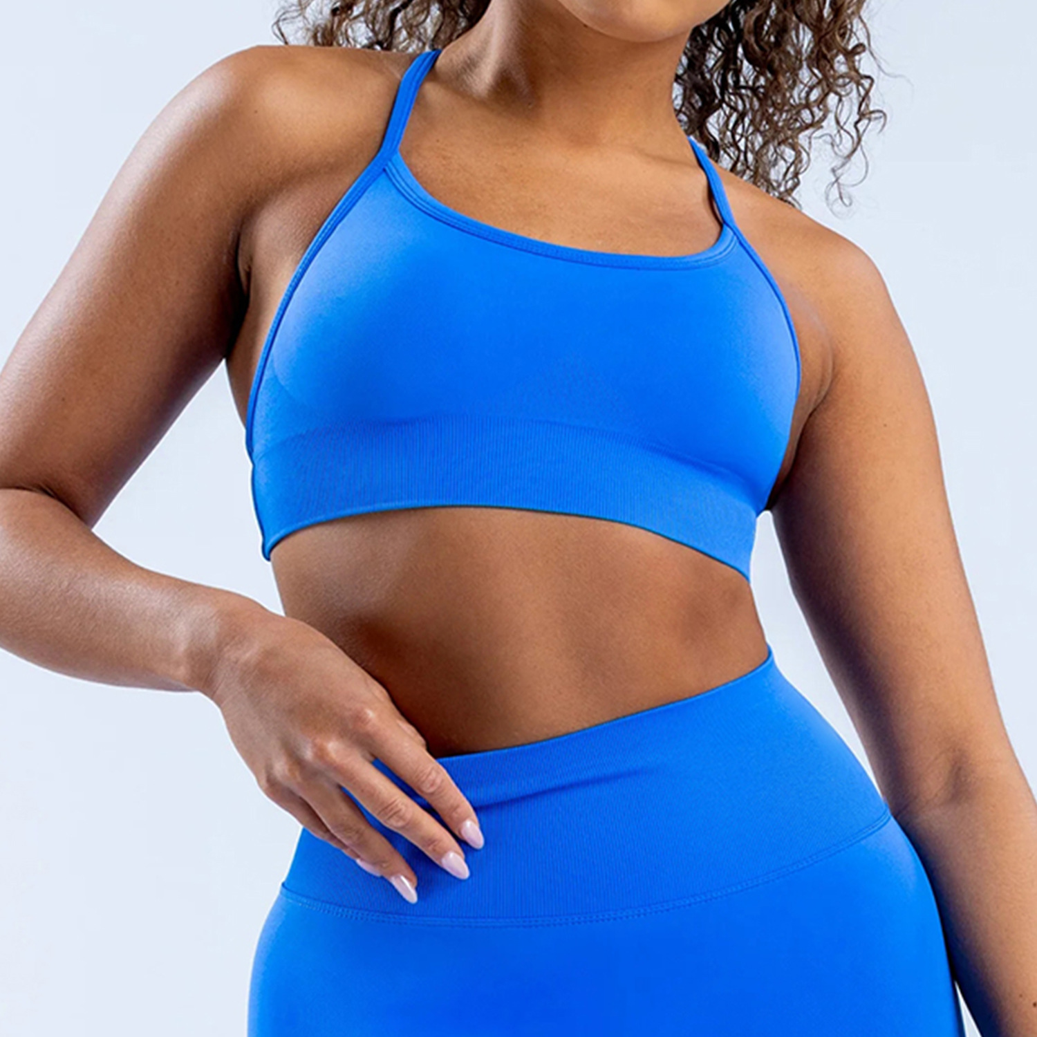 Cross-Border Fully Matte Nylon Seamless Sports Bra Cross-Back Yoga Bra Large Backless Fitness Sports Bra