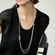 中古麻花编织纹理猪鼻子长项链大牌气质链条颈链毛衣链
