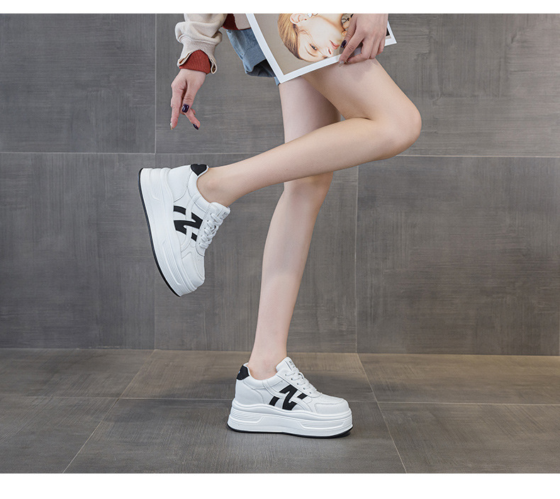 Giày sneaker nữ đế dày tăng chiều cao phong cách thể thao — M2963 màu đen, M2963 màu trắng, M2963 màu đỏ chi tiết 12