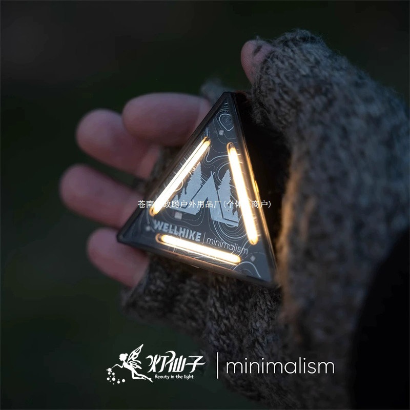 Tactical triangular light, camping light, outdoor backpack warning signal light, small hanging light, camping tent ambiance decorative lighting
