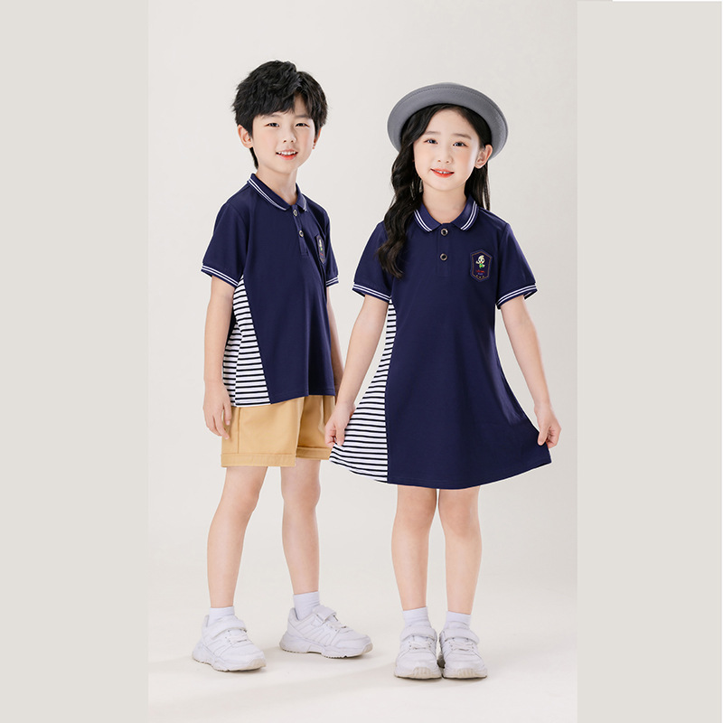 유치원 여름 졸업 사진 수업 원피스 영국 스타일 어린이 원피스 반팔 세트 학교 원피스 초등학생 여름 원피스