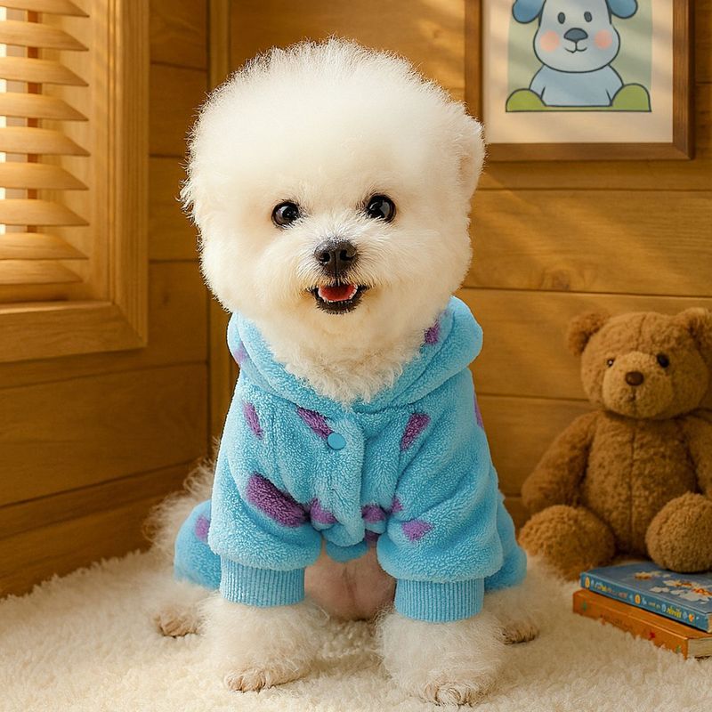 宠物衣服秋冬小型犬幼犬快乐狗猫保暖舒适泡泡龙加绒保暖变身装|undefined