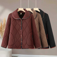 一件代发妈妈装秋冬棉服外套中老年女装翻领棉衣新款休闲短款加绒