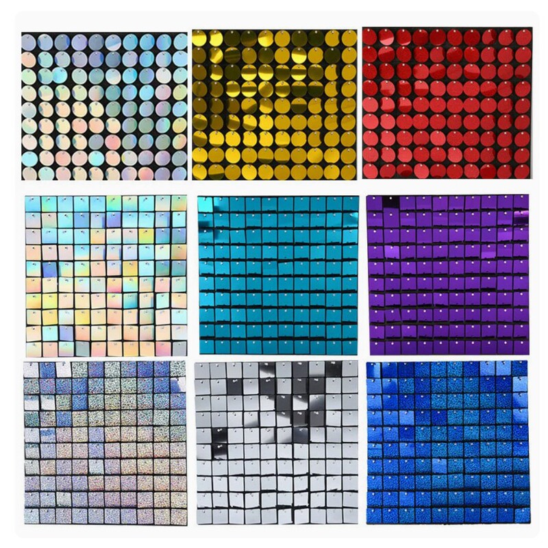 Cross-border wind-powered sequin panels, square and round background wall party decoration supplies, sequin curtains