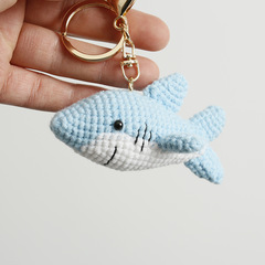 New handmade knitted mini shark pendant | Wool crochet ocean animal keychain | Knitted anime-themed bag charm