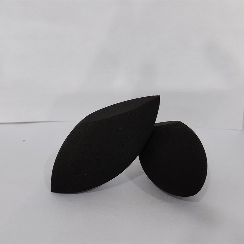 Huevo de maquillaje de corte oblicuo en forma de oliva puntiagudo sin látex mojado y seco de doble uso huevo de maquillaje en forma especial algodón de soplo de calabaza grabado LOGO