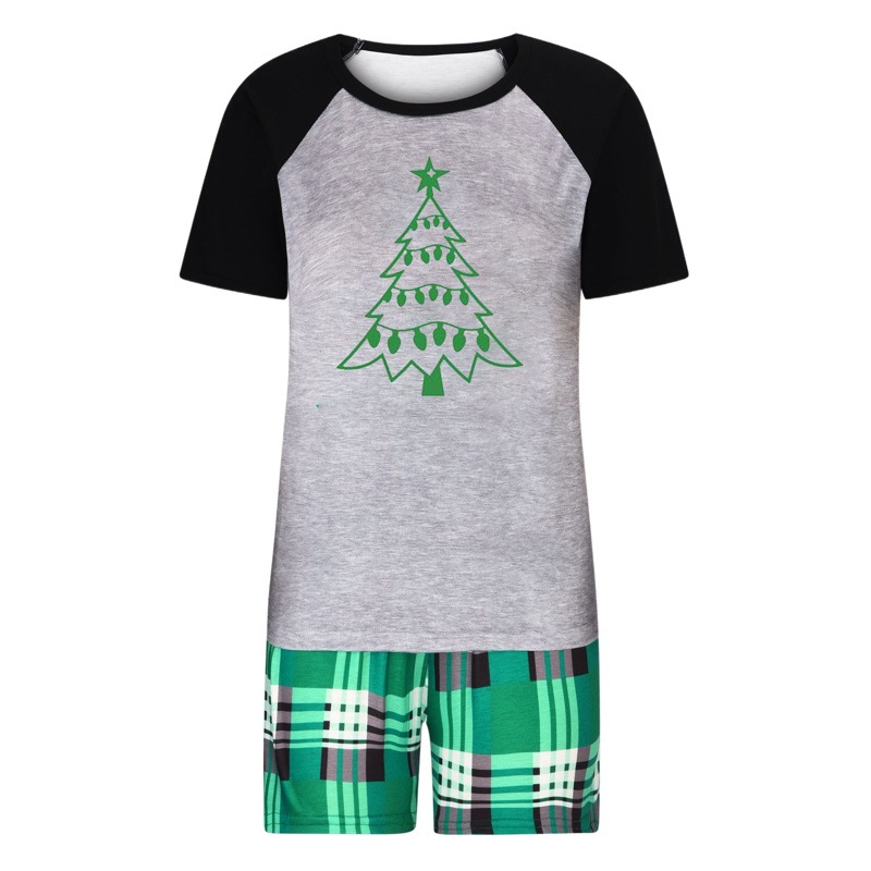 Transfronterizo europeo y americano de manga corta más tamaño ropa para el hogar padre-niño Traje a cuadros de manga corta ropa de Navidad ropa para el hogar traje casual al por mayor