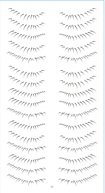 Etiqueta engomada creativa personalizada del tatuaje de la simulación de la pestaña inferior Pestañas postizas de transferencia de agua de parche de tatuaje de pestañas a la muestra de imagen