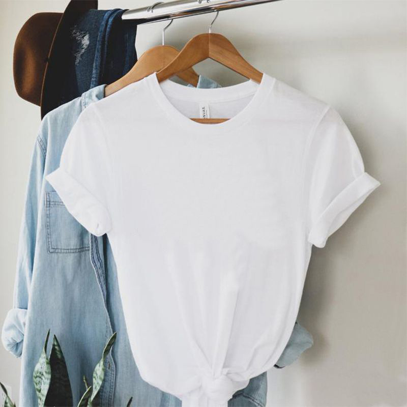 154g Weight Short Sleeve Sleeve Length Regular Sleeve Sleeve Type Polyester Fabric Type Regular Top Length T-shirt Tops Type Holiday, Daily Occasion Round Neck Neckline Regular Fit Fit Type Solid Color Pattern Summer Season Women's Gender Printing Design Simple Style Style Wholesale Women's Simple Style Solid Color Short Sleeve Printing T-Shirts 无