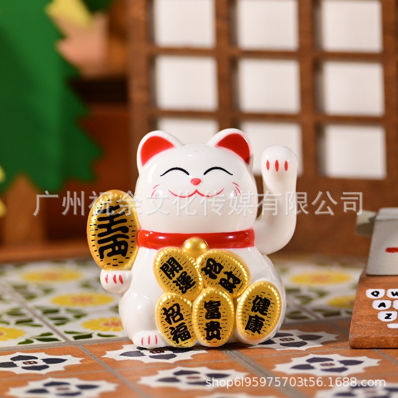 2 pulgadas solar automática seña mini gato de la suerte oficina escritorio decoración del coche decoración artesanía de plástico