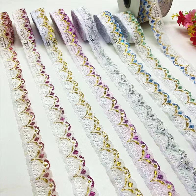 Inventario al por mayor colorido encaje hueco de bordes de Phnom Penh 2.8 cm de ancho ropa gorra decoración de tela para el hogar