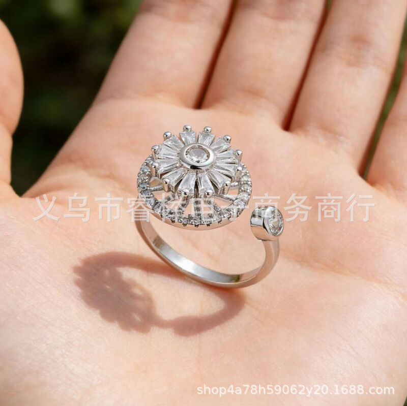 Rotating Anxiety Relief Thai Silver Ring, Multi-Layer Lucky Bead Ring, Auspicious Korean Style Fashion Gift for Best Friends