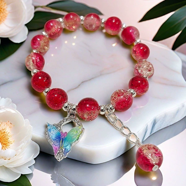 AF05 Red and Yellow Glaze Colorful Butterfly Bracelet