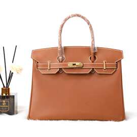 新款大容量荔枝纹凯莉铂金包真皮头层牛皮时尚百搭潮流单肩手提包