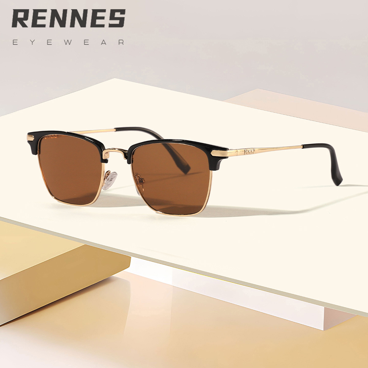 Nuevas gafas de sol de moda con marco cuadrado de cejas de metal transfronterizas para hombres gafas de sol clásicas de estilo empresarial europeas y americanas Sunglasses