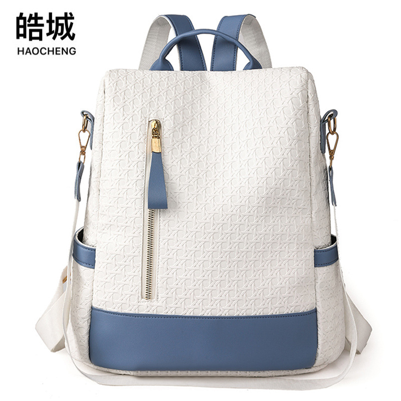 2023 verano nuevo estilo versión coreana de la mochila antirrobo de nailon para mujer moda contraste color multifuncional mochila de viaje al aire libre