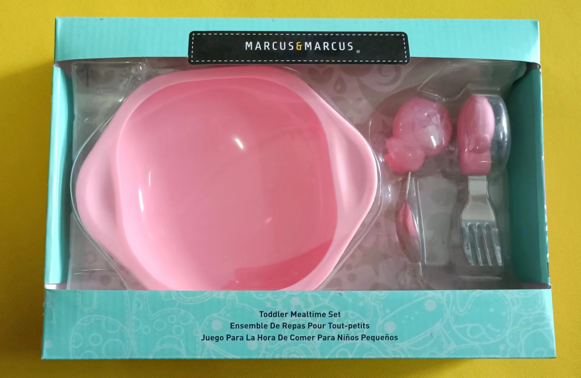 핑크 돼지 포크 숟가락 그릇