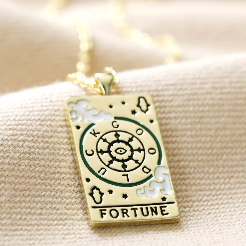 Women's Gender Enamel Design 201 Stainless Steel 304 Stainless Steel Titanium Steel Gold Plated Rhodium Plated Retro Enamel Geometric Pendant Necklace
