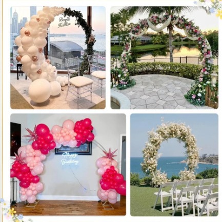 Nuevo anillo de hierro forjado transfronterizo diseño de boda arco redondo de hierro forjado estante de flores puertas accesorios decorativos al aire libre image 5