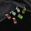 Long stone inlay, zirconium, three dimensional fashionable earrings, 2022, with gem, light luxury style, volume geometry