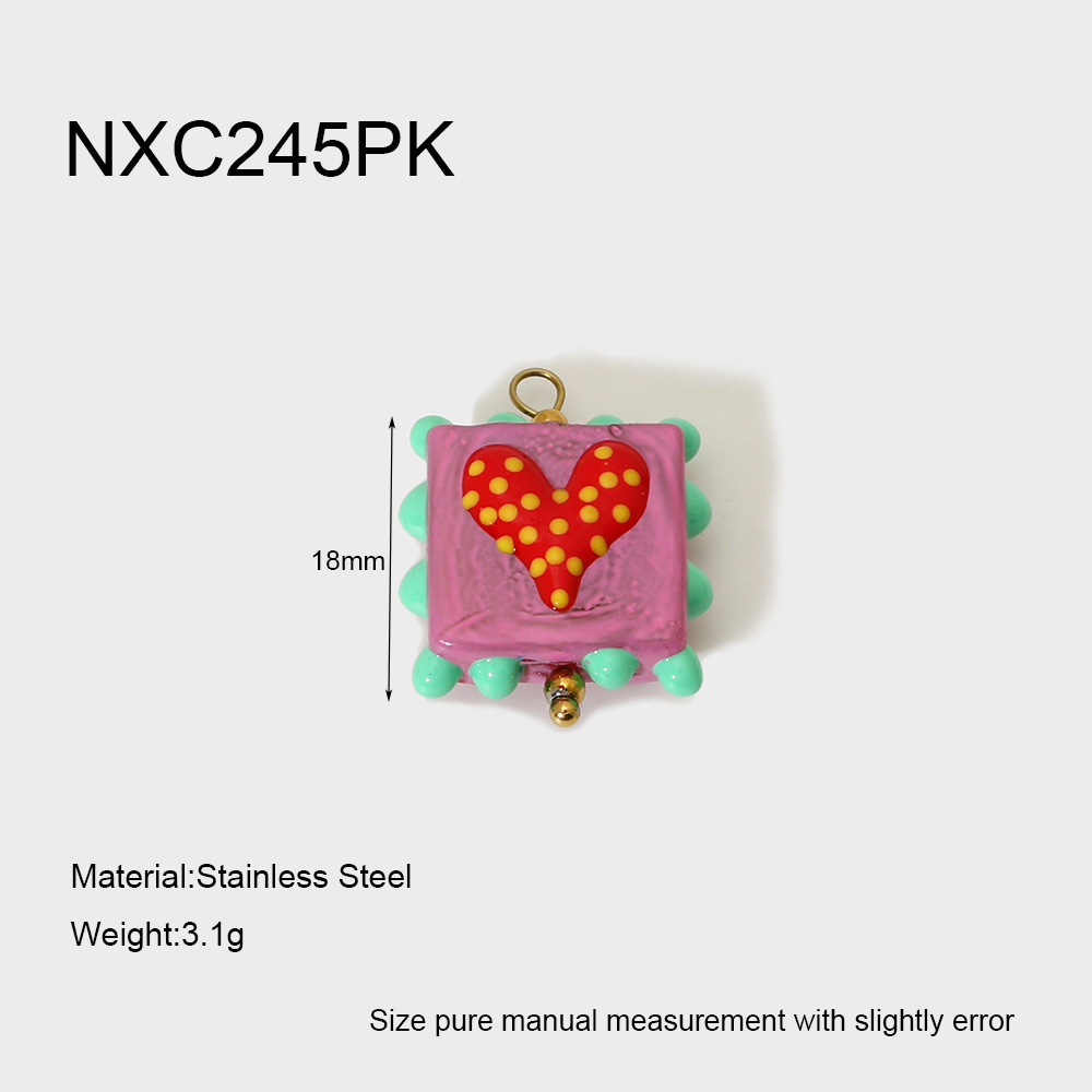 2g Weight PVD Coated Gold Plating Process Pendant Jewelry Making Type 22*20MM Jewelry Making Size 1 Piece Quantity 304 Stainless Steel, Glass Material Color Block, Heart Shape, Fish Pattern Cute, Sweet Style Irregular Craft 1 Piece 22*20MM 304 Stainless Steel Glass Color Block Heart Shape Fish Polished Pendant DIY Ornament Accessories 2