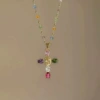 Colorful Cross Necklace Gold (Crystal Chain)