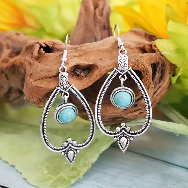 Turquoise earrings, (Cross-border trading), Amazon, boho style