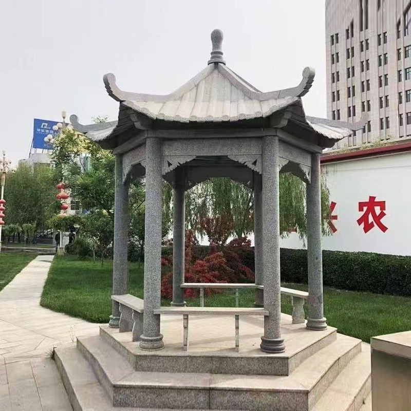 石涼亭花崗岩六角亭子大理石亭子公園小區園林景觀雕塑廠家供應