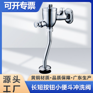 Guangdong Factory Brass Long and Short Button Urinal Flush Switch Public Restroom Hotel In-Wall Flush Valve