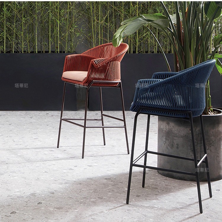 Mesa y silla de caña al aire libre Jardín al aire libre Balcón a prueba de lluvia Muebles de ocio Patio Residencial Hotel Combinación de habitaciones a prueba de sol image 3