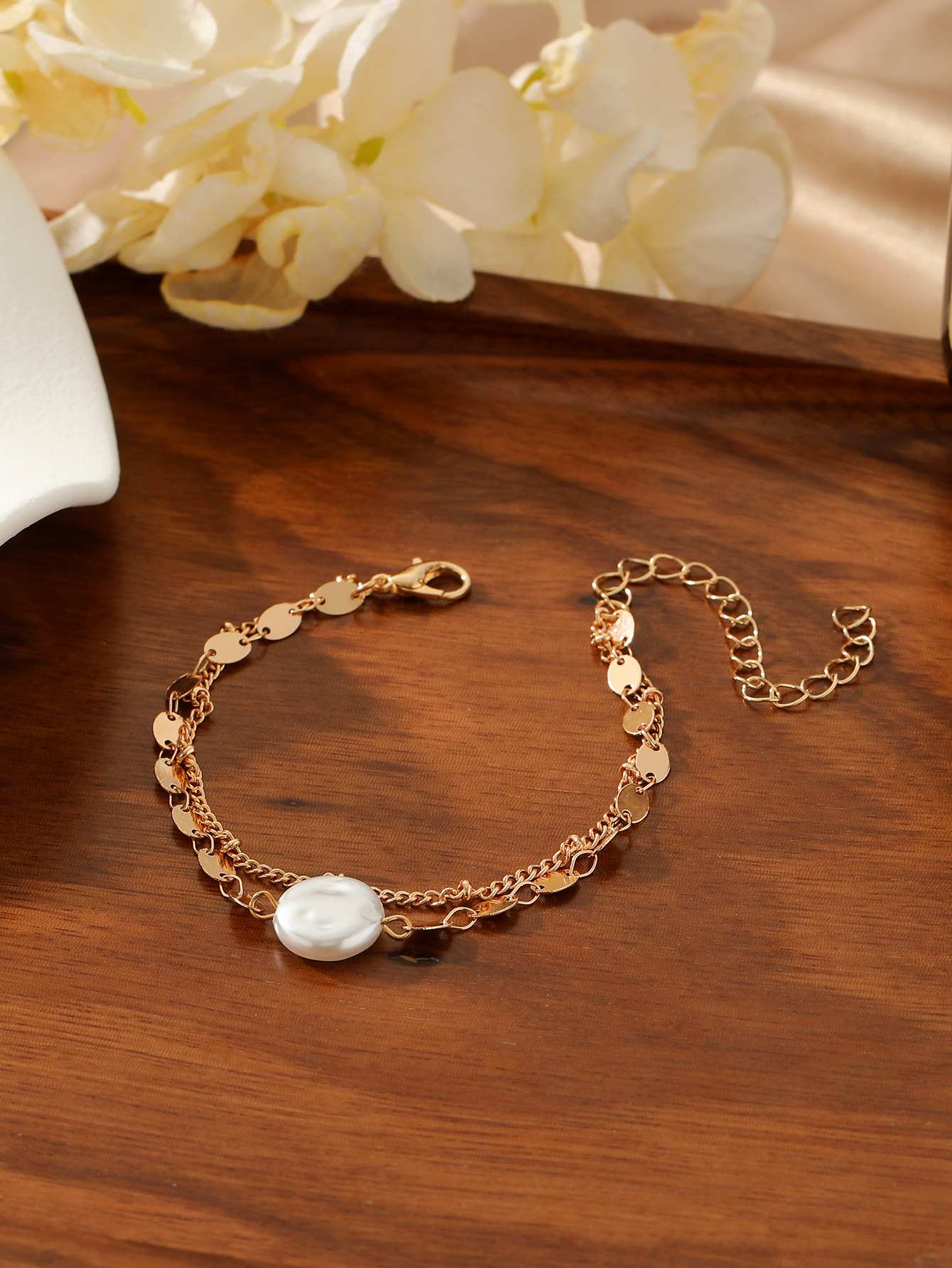 Beaded Design Casual Simple Style Geometric 304 Stainless Steel Artificial Pearl Wholesale Bracelets