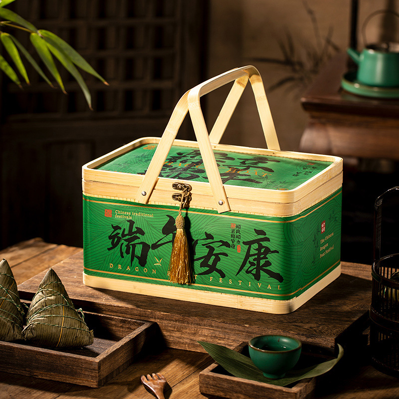 2025端午节包装盒中式礼物盒烘焙手提盒子竹篮咸鸭蛋粽子礼盒空盒