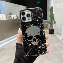 欧美跨境个性骷髅头彩银壳适用iPhone15苹果14promax小众手机壳13