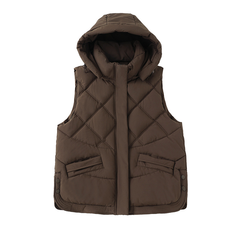 Algodón de pluma corto chaleco de mujer otoño y invierno 2025 nueva moda suelta collar hombro de collar de pie chaleco delgado exterior image 5