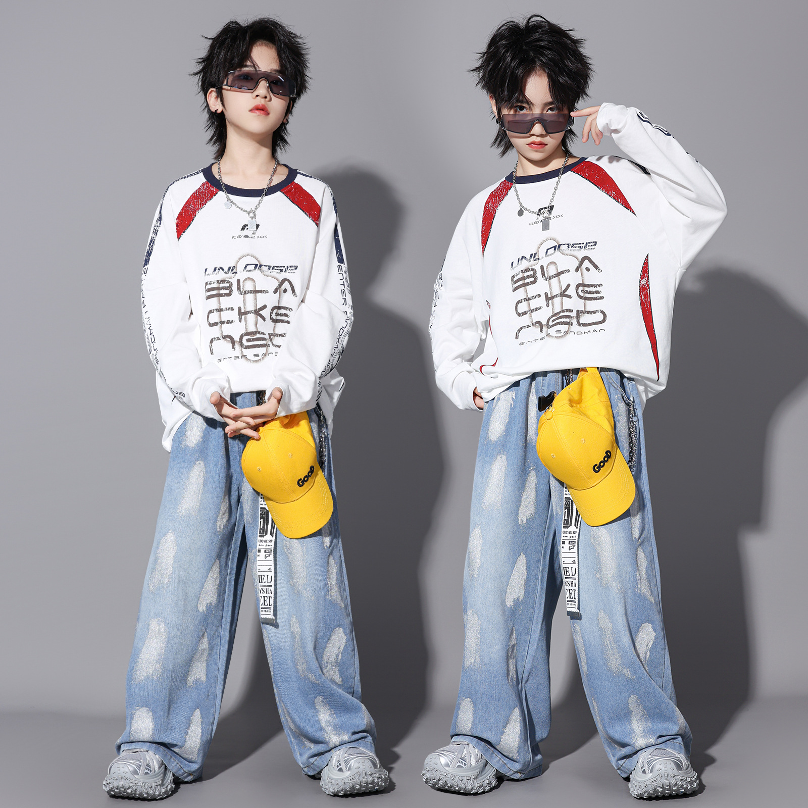 少儿嘻哈街舞演出服男女童套装炸街潮装儿童hiphop元旦酷帅表演服