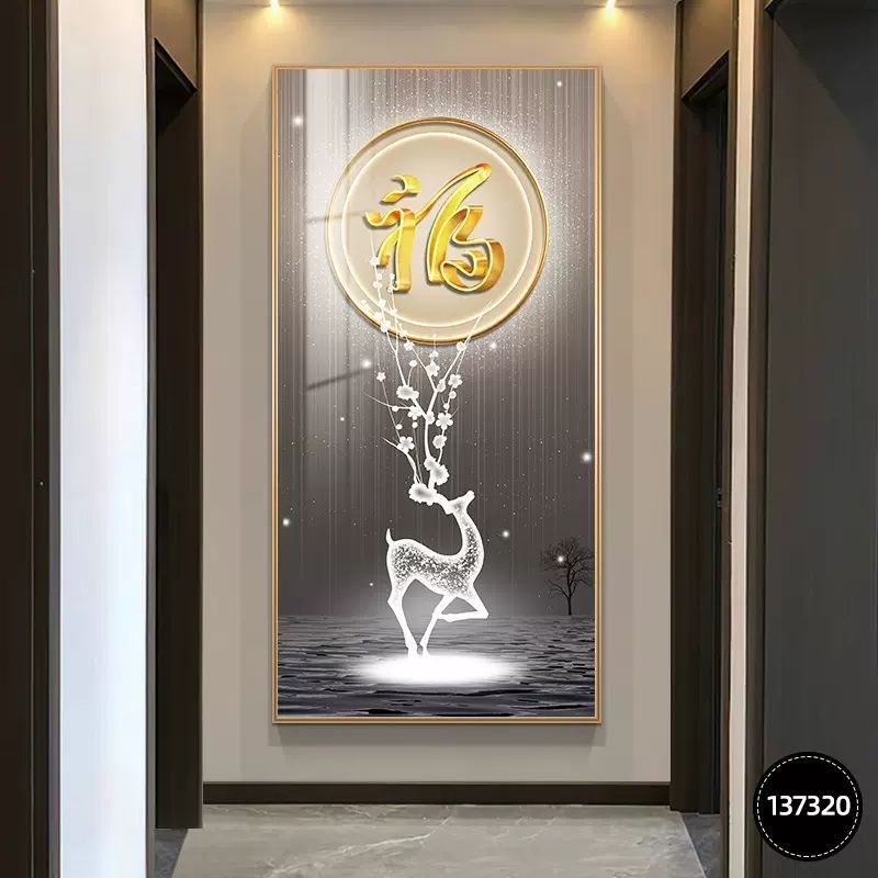 Pintura decorativa de entrada moderna de lujo ligera atmósfera Fu Zi de alta gama mística fondo mural decoración de muros colgantes de pasillo mural image 13
