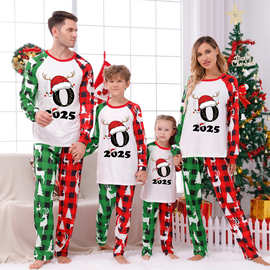 天铭服饰 新款圣诞节亲子睡衣套装印花家居服亚马逊欧美圣诞长袖