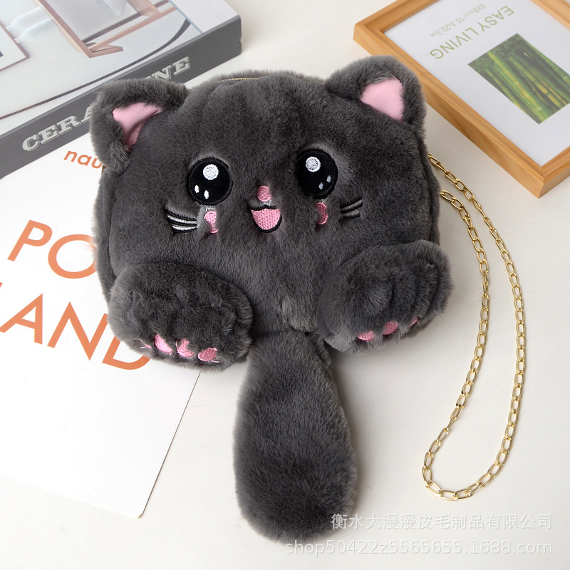2020 Red Red Red New Korean Fashion Pussycat Bag Lovely Soft Moe Fashion Academy Wind Fluffy Pussycat Bag Mujer marea image 12