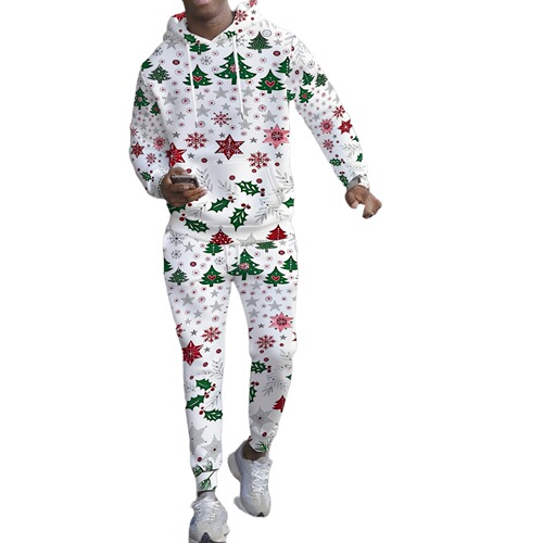 Cross-border Christmas men's suit 3D digital printed hoodie trousers for casual transportation