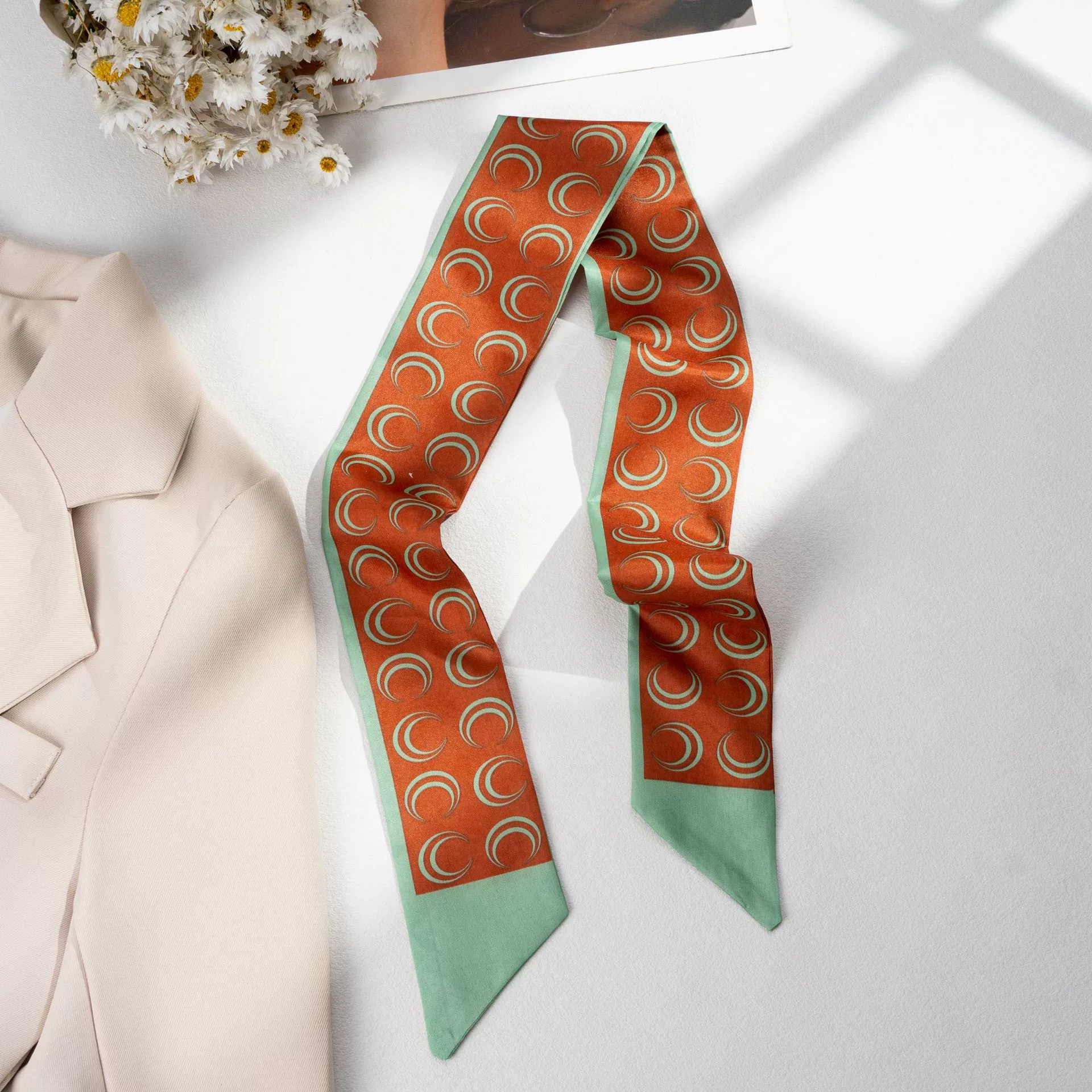 Silk Scarf Hairband (Suhang) long streamer 89×3.8 cm, lightweight gift box option