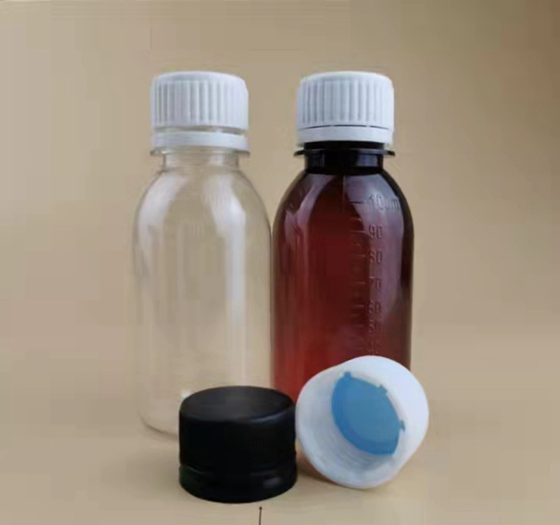 批发现货塑料瓶pet糖浆瓶100/120ml 液体分装瓶 带刻度塑料小瓶子