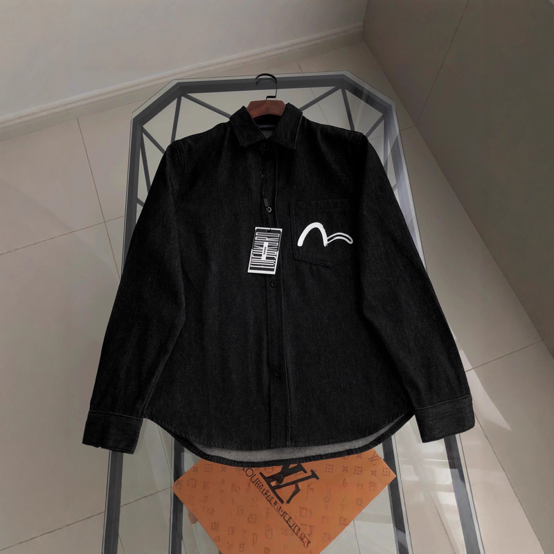 25Ss Fushen Evisu Spring and Autum New Fashion Versatile Trendyy Comfortable Casual Long-Sleeved Denim Shirt Korean