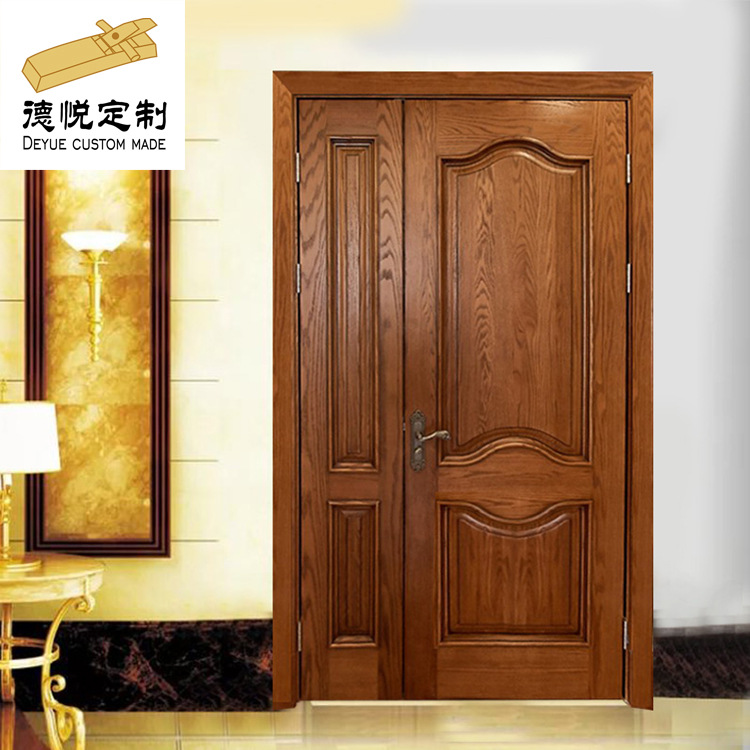 子母门厂家可定双开实木入户门别墅全原木进户门带亮窗