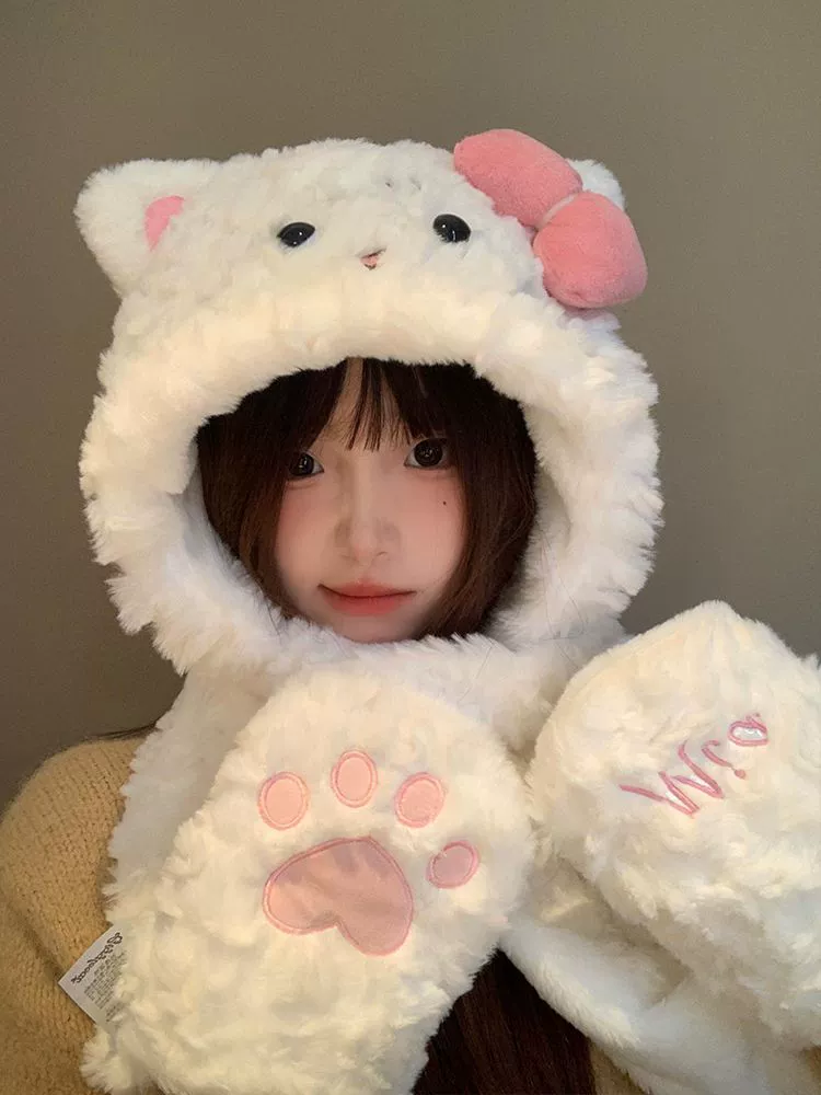 Симпатичный бант кошачка шарф