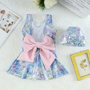 2023 summer ins girls European swimsuit mermaid one-piece swimming dress swimsuit a generation of hair