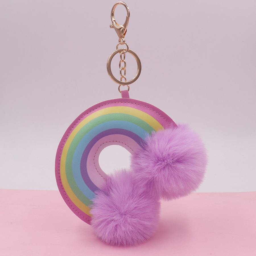 Modern Style Artistic Color Block Pu Leather Imitate Rex Rabbit Fur Alloy Women's Keychain display picture 3