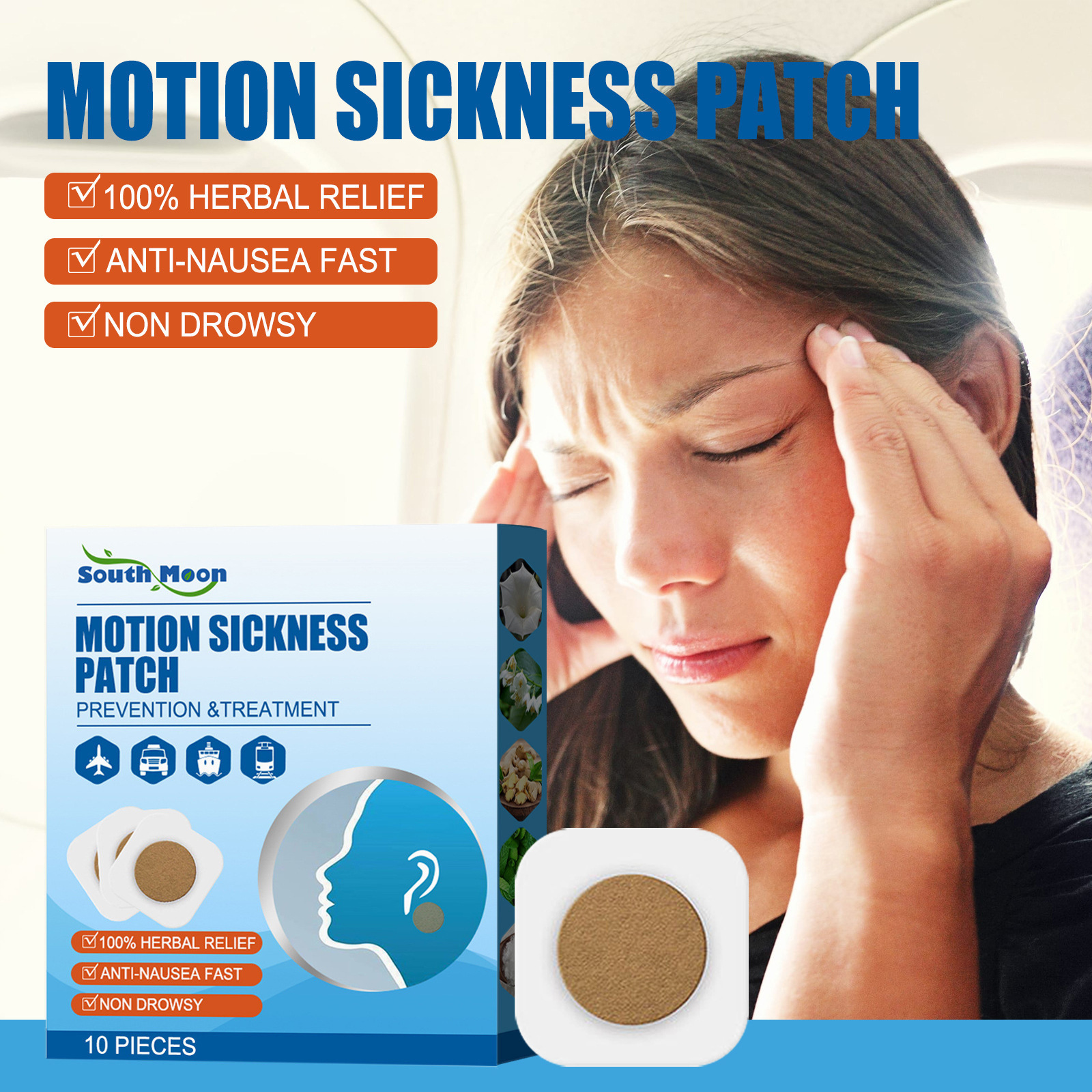 South Moon Ear Care Patch for Daily Use When Traveling by Car or Boat, Comfortable Ear Care Patch for External Use