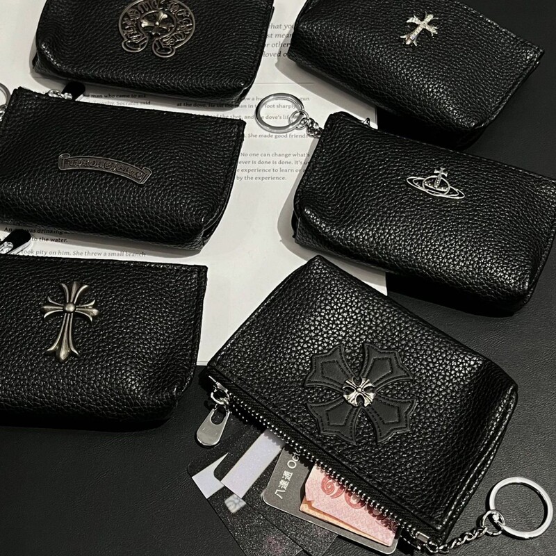 Crow's Same Leather Cross Sword Zipper Card Holder Card Holder Coin Purse Small Cosmetics Bag Niche High-End Sense Crow's Same Leather Cross Sword Zipper Card Holder Card Holder Coin Purse Small Cosmetics Bag Niche High-End Sense