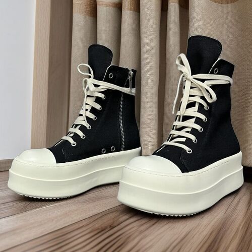 2025 High-top Canvas Twill Fashion Versatile Thick Heel Invisible Platform Shoes for Men and Women
